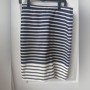 J. Crew Blue and White Midi Pencil Skirt for Casual Wear Size 6